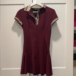 Zara Burgundy Mini Dress with Cream Accents
